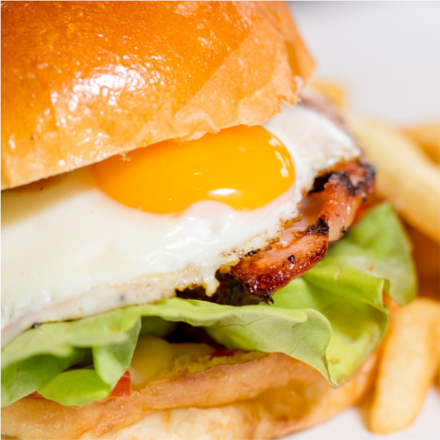 Egg and Bacon Burger - The Boatdeck